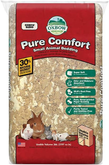 Oxbow Pure Comfort Small Animal Bedding - Odor & Moisture Absorbent, Dust-Free Bedding For Small Animals, Blend, 36 Liter Bag