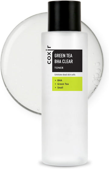 Coxir Greentea Bha Clear Toner |Hydrates, Purifying And Mild Exfoliating Facial Toner| Korean Skin Care, Cruelty Free, Paraben Free [150Ml/5.07 Fl.Oz]