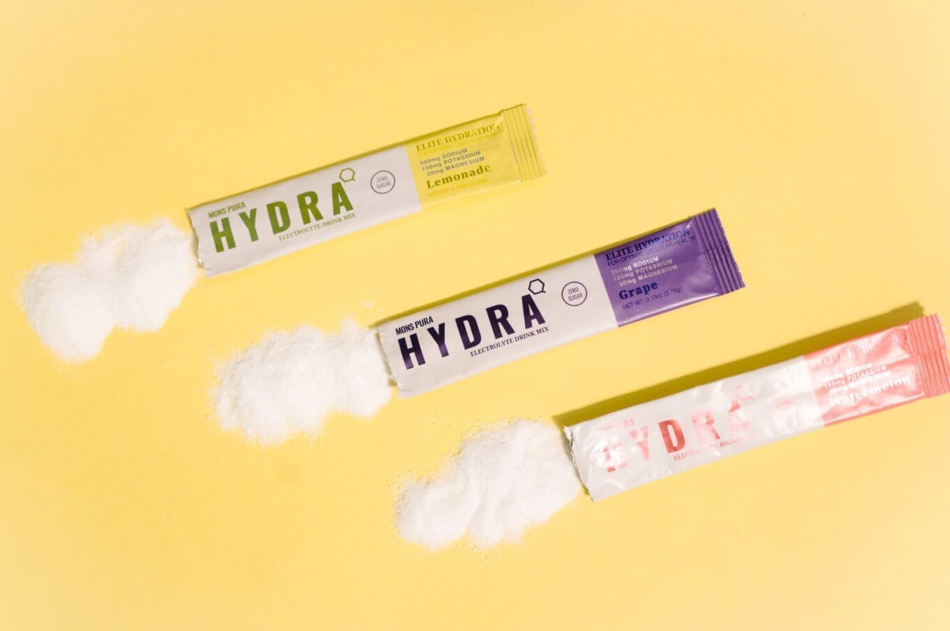 Mons Pura Hydra - Elite Hydration Electrolyte Drink Mix (30 Count, Grape, Watermelon, Lemonade Flavors)