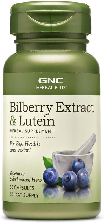 Gnc Herbal Plus Bilberry Extract And Lutein | Supports Eye And Vision Health | 60 Count