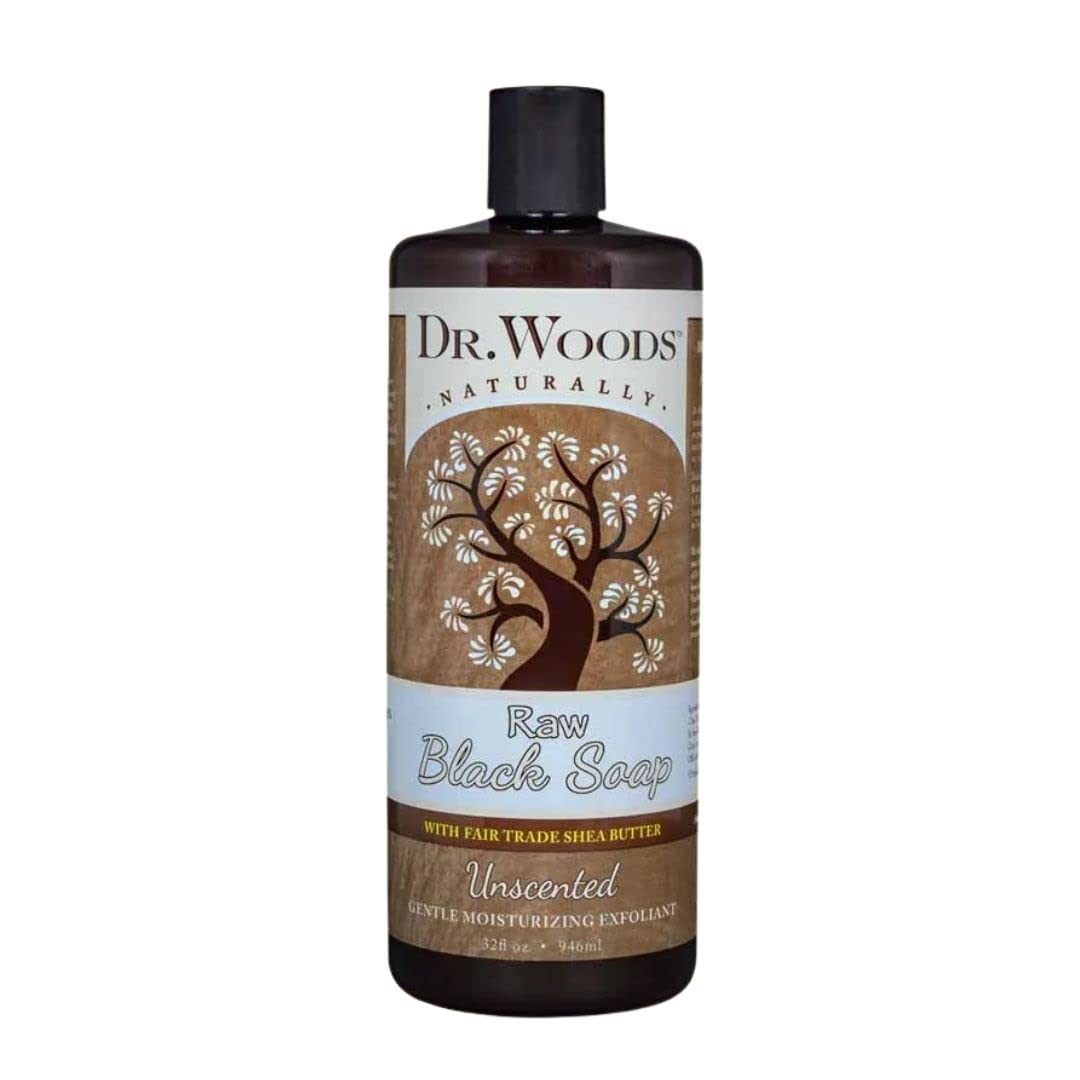 Dr. Woods Raw Moisturizing Black Unscented Soap With Organic Shea Butter, 32 Ounce