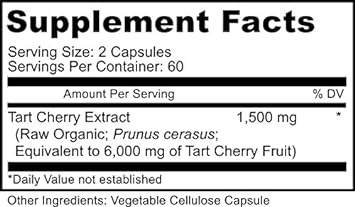 PURELY beneficial Tart Cherry Capsules 6000 mg - Montmorency Cherry, Extra Strength, Raw, Non-GMO, 120 Capsules(Vegetarian) : Health & Household