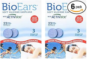 Bioears Soft Silicone Earplugs With Activaloe. Premium Silicone. Protection From Water And Noise, 3 Count (Pack Of 1)