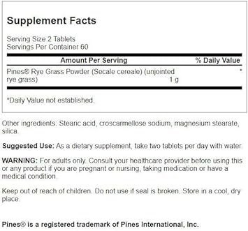 Swanson Rye Grass 500 Milligrams 120 Tabs