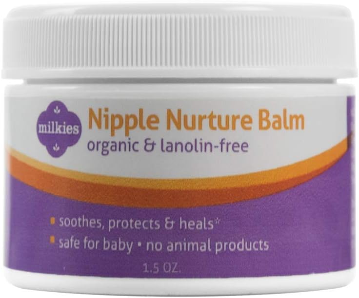 Milkies Nipple Nurture Balm To Protect And Soothe Sore And Cracked Nipples, Breastfeeding Essentials For Newborn Baby And Breastfeeding Women, Organic Nipple Cream, Lanolin-Free Lotion, 1.5 Oz