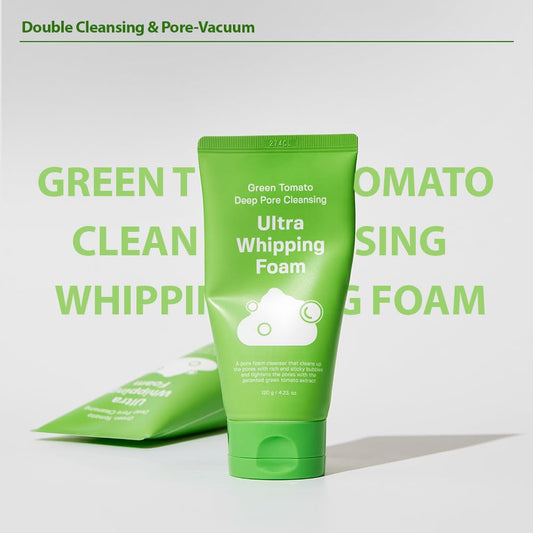 Sungboon Editor Green Tomato Deep Pore Cleansing Ultra Whipping Foam | Foaming Face Wash, Korean Cleanser For Oily Skin | Blackhead Remover And Pore Minimizer | Hydrating Korean Skin Care | 4.24 Oz