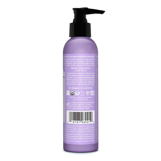 Dr. Bronner's - Organic Hair Crème (Lavender Coconut, 6 Ounce) - Leave-In Conditioner & Styling Cream, Made with Organic Oils, Hair Cream Supports Shine and Strength, Nourishes Scalp, Non-GMO