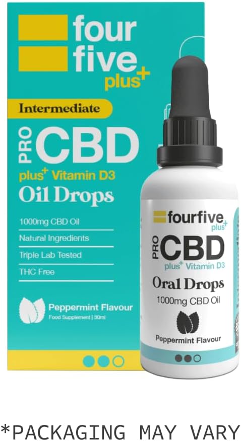 Fourfive Cbd Oil 1000Mg (High Strength) With Vitamin D3, Peppermint, Muscle & Sleep Aid, Natural & Vegan Friendly - 30Ml