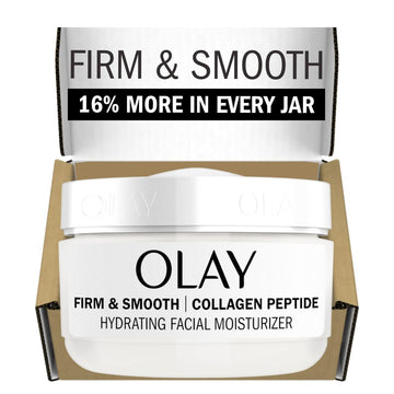 Olay Firm & Smooth Collagen Peptide Face Moisturizer, 2 Oz Fragrance Free Firming Face Cream For Hydration And Skin Renewal, Recyclable Eco Jar Packaging