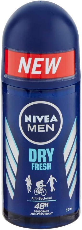 Nivea Men Dry Fresh Roll-On Deodorant 6 X 50 Ml, Men'S Air Freshener With Dual Active Formula, Anti-Breathable Deodorant For 72 H Intense Freshness On The Skin