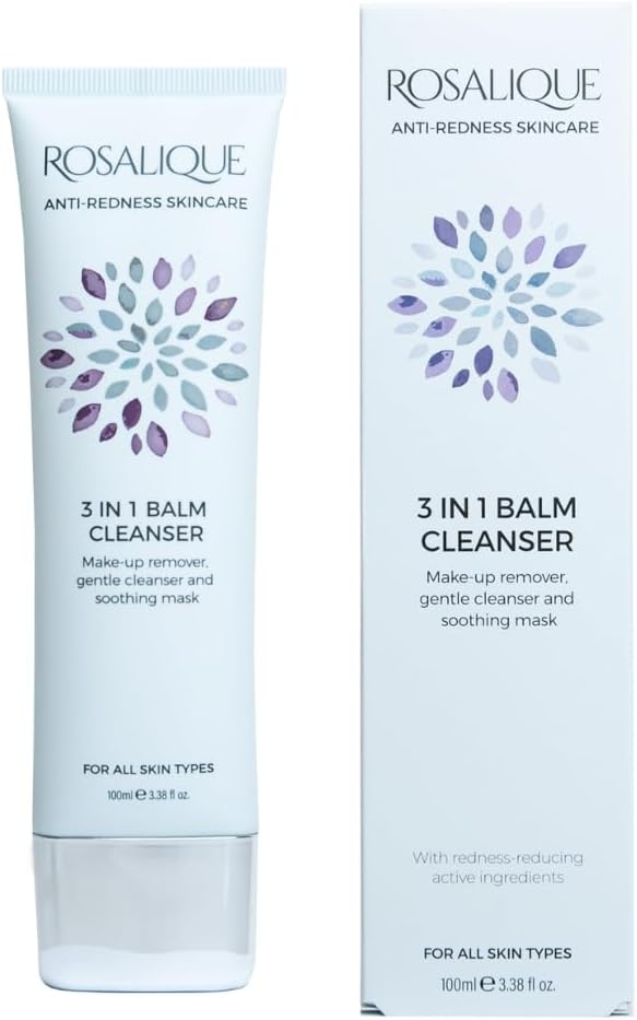 Rosalique 3 In 1 Balm Cleanser For Sensitive, Redness-Prone Skin - Gentle Makeup Remover, Luxurious Cleanser & Soothing Mask In One