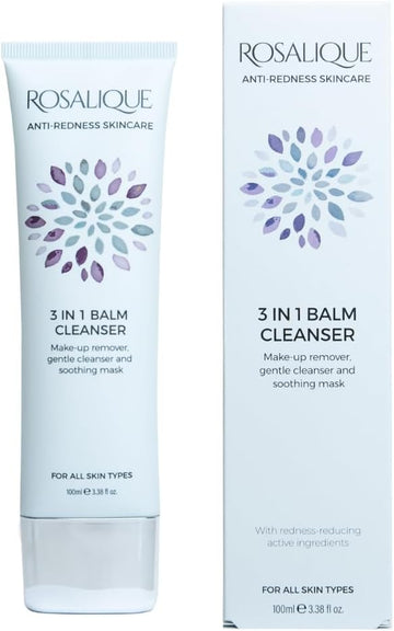Rosalique 3 In 1 Balm Cleanser For Sensitive, Redness-Prone Skin - Gentle Makeup Remover, Luxurious Cleanser & Soothing Mask In One