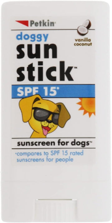 Petkin Dog Sunscreen Sunstick – Sunscreen for Dogs and Puppies, SPF 15 – Simply Rub on Anytime for Instant Sun Protection – Vanilla Coconut Scent, .5 oz Net Weight – Ideal for Home or Travel
