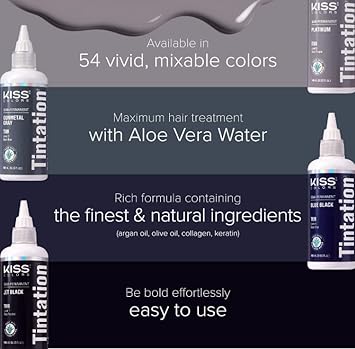 Red By Kiss Tintation Semi-Permanent Hair Color, Aloe Vera Water Based, Argan Oil, Olive Oil, Collagen & Keratin, Long-Lasting Color Dye (Ruby Red, 5 Fl Oz)