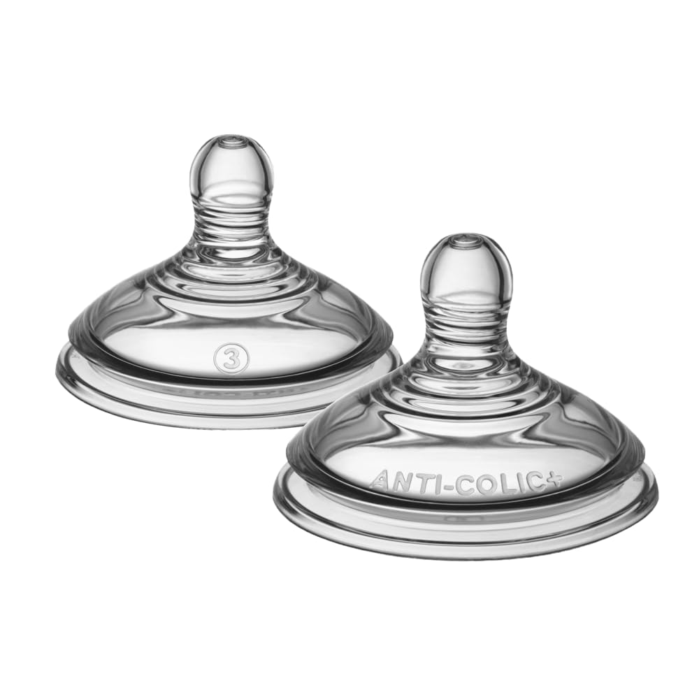Tommee Tippee Advanced Anti-Colic Baby Bottle Nipples, Breast-Like, Soft Silicone, Medium Flow, 3M+ & Baby Bottles, Natural Start Silicone Anti-Colic Baby Bottle
