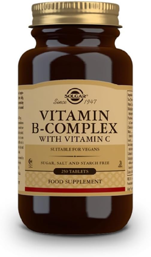 Solgar B-Complex With Vitamin C Stress Formula, 250 Tablets - Energy Metabolism, Nervous System & Immune Support - Non-Gmo, Vegan, Gluten Free, Dairy Free, Kosher, Halal - 125 Servings