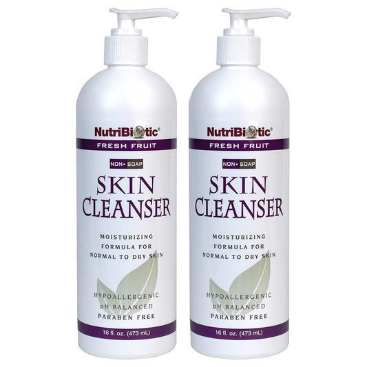 NutriBiotic - Fresh Fruit NonSoap Skin Cleanser, 1 Twin Pack with GSE (Citricidal) | pH Balanced, Hypoallergenic & Biodegradable | Free of Parabens, Sulfates, SLS, SLES, Dyes, Colorings & Gluten