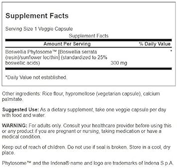 Swanson Standardized Boswellia Phytosome 300 Milligrams 60 Veg Capsules (3 Pack)