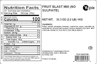 Yupik Trail Mix, Sulfite Free Fruit Blast, 2.2 Lb, A Mix Of Bananas, Raisins, Cranberries, Papaya And Pineapple