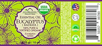 US Organic 100% Pure Eucalyptus Essential Oil (Radiata) - USDA Certified Organic, Steam Distilled - W/Euro droppers (More Size Variations Available) (10 ml / .33 fl oz)