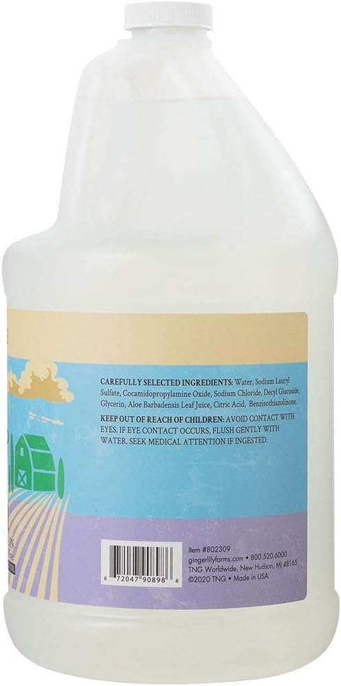 Ginger Lily Farms Botanicals Plant-Based Liquid Dish Soap, Concentrated Formula with Max Grease Cleaning Power, Cruelty-Free, Fragrance-Free, 1 Gallon Refill (128 Fl. Oz.), Clear