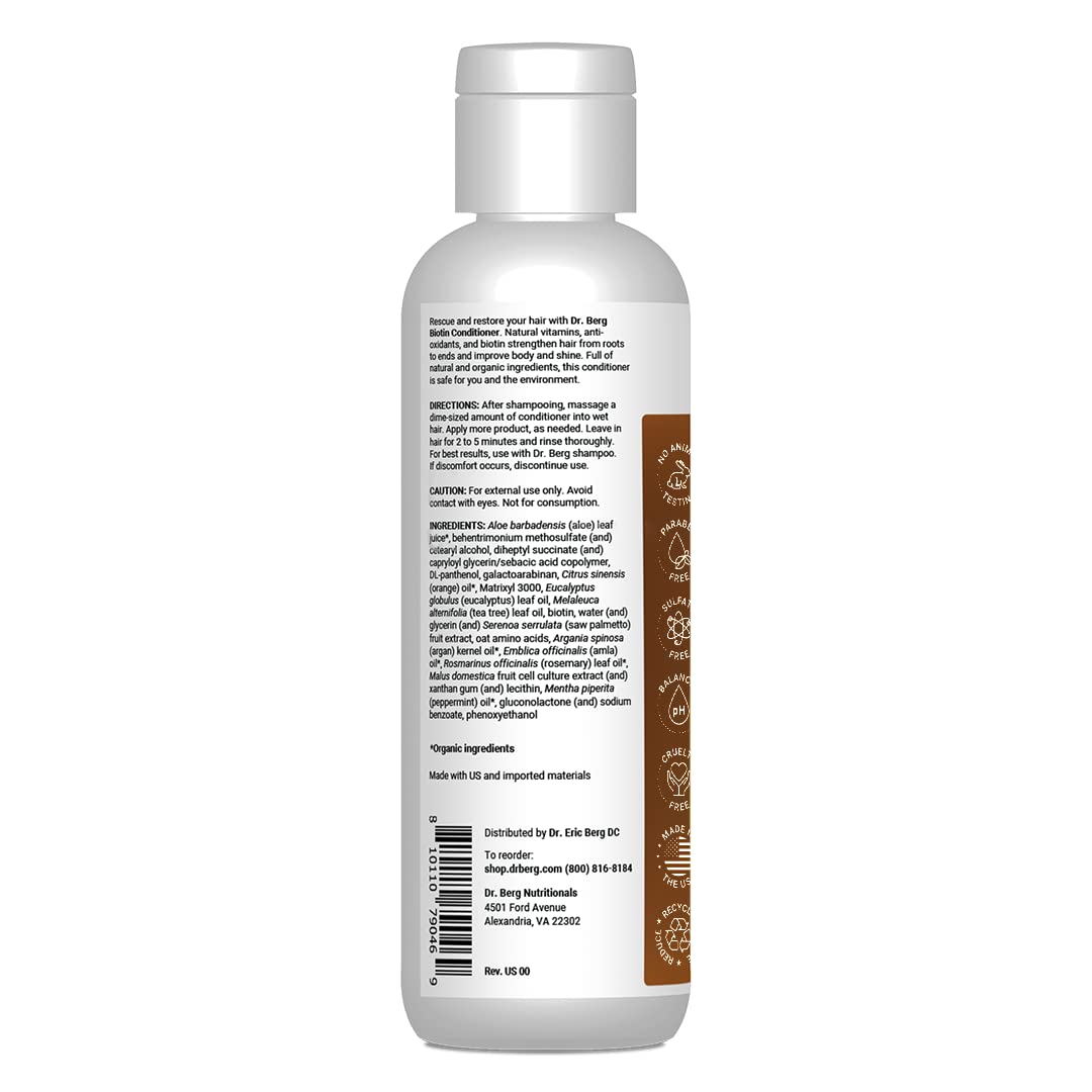 Dr. Berg Biotin Shampoo & Conditioner - Duo to Restore & Hydrate Beautiful Hair - Well-Balanced Hair Care Formula with Organic Ingredients to Help Strengthen, Soften & Shine Hair - 8 Fl Oz (Set of 2) : Beauty & Personal Care