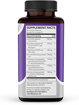 Lifeseasons Immuni-T - Immune Support Supplement - Immunity System Booster - Natural Cold & Flu Relief - Elderberry, Echinacea, Andrographis, Arabinogalactans & Olive Leaf - 90 Capsules