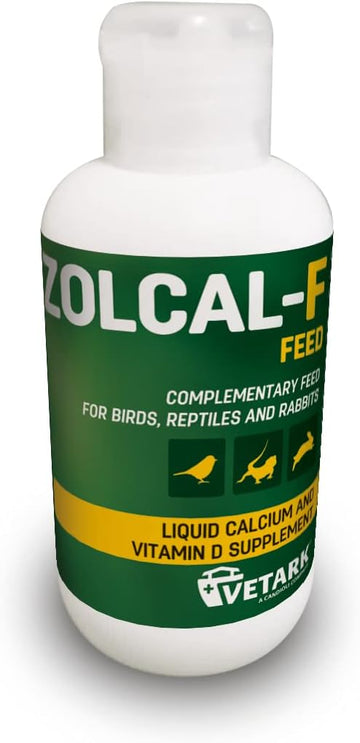 Zolcal-F Feed |Liquid Calcium & Vitamin D3 Supplement for Birds, Reptiles & Rabbits | Water-soluble | 120ml?ZF