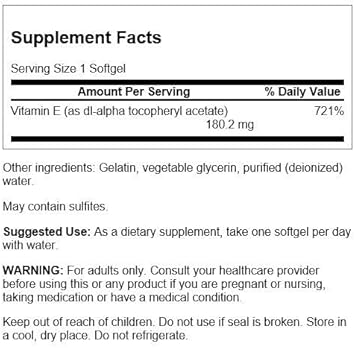 Swanson Vitamin E 400 Iu 400 Iu (268 Milligrams) 60 Sgels