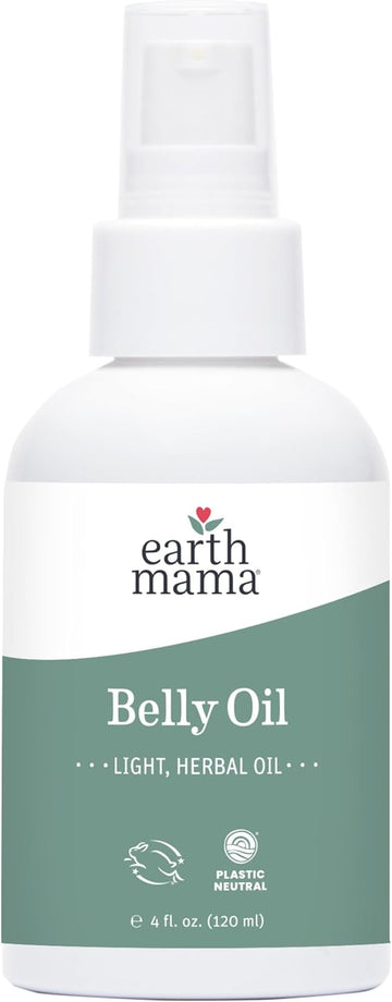 Earth Mama Belly Oil for Dry Skin | Calendula Skin Care Moisturizer Oil to Encourage Natural Elasticity and Help Prevent Stretch Marks During Pregnancy and Postpartum, 4-Fluid Ounce