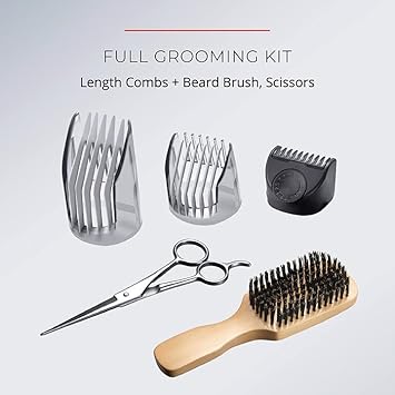 Remington® ‘The Beardsman’ Beard Trimmer for Men, Ultimate Precision Full Beard Grooming Kit and Hair Clippers, with 3 Adjustable Combs, Scissors, and Brush, Black : Beauty & Personal Care