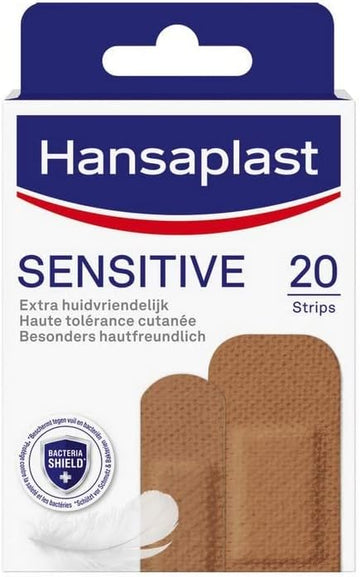 Hansaplast Sensitive Plasters (20 Strips), Skin-Friendly And Hypoallergenic Wound Plasters With Bacteria Shield And Safe Adhesive