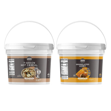 Birch & Meadow 7-Grain Hot Cereal & Granulated Honey Bundle (1 Gallon Buckets), Versatile Ingredients, Oatmeal & Smoothies, Flavorful