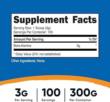 Nutricost Beta Alanine Powder 300 Grams (10.6oz) - 3 Grams Per Serving