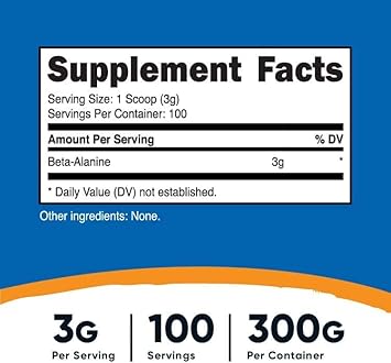 Nutricost Beta Alanine Powder 300 Grams (10.7Oz) - 3 Grams Per Serving