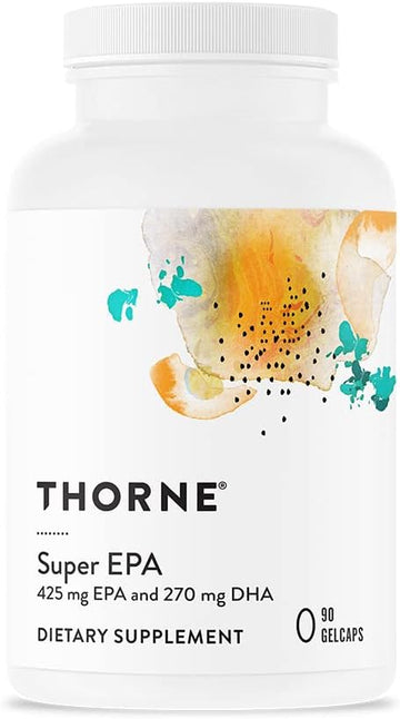 Thorne Super EPA - Omega-3 Fatty Acids EPA 425mg and DHA 270mg Supplement - Support Brain, Cardiovascular, Joints, and Skin - Gluten-Free, Dairy-Free, Soy-Free - 90 Gelcaps