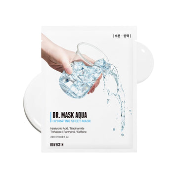 Rovectin Dr. Mask Aqua (5 Ea.) - 7 Layers Of Hyaluronic Acid Facial Mask Sheet With Niacinamide (Vitamin B3) And Panthenol (Vitamin B5)