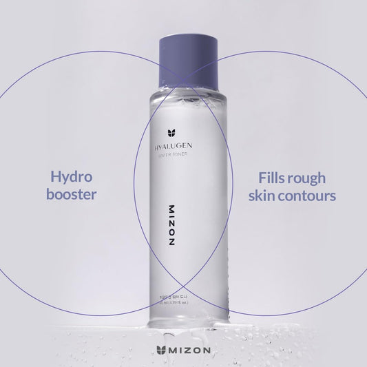 Mizon Hyalugen Water Toner For Deep Hydration And Better Skin Texture With Marine Collagen And Hyaluronic Acid Total Care Korean Skincare(4.39 Oz)