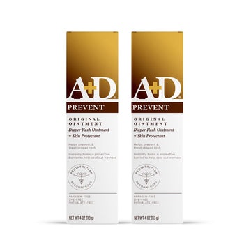 A+D Original Diaper Rash Ointment - Prevents & Protects Diaper Rash - Moisturizing Skin Protectant With Vitamins A & D - Healing Ointment For Dry And Cracked Skin - 4Oz, 2 Pack