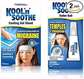 KOOL'n'Soothe Migraine & Roller Ball - Official Manufacturer Bundle - Cooling Gel Sheet for immediate Cooling Relief from migraine. Roller Ball - Cooling & Massage for Forehead and Temples Anytime : Amazon.co.uk: Health & Personal Care
