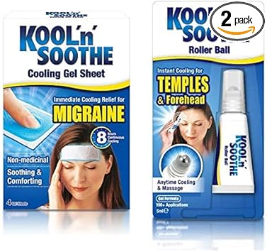 KOOL'n'Soothe Migraine & Roller Ball - Official Manufacturer Bundle - Cooling Gel Sheet for immediate Cooling Relief from migraine. Roller Ball - Cooling & Massage for Forehead and Temples Anytime : Amazon.co.uk: Health & Personal Care