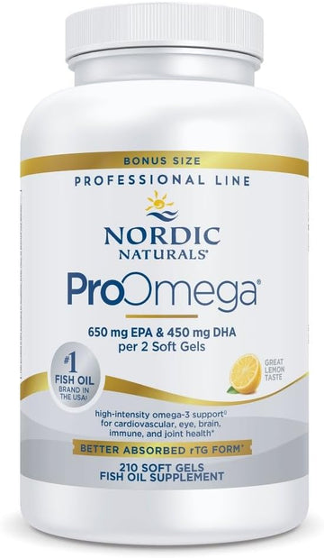 Nordic Naturals Proomega, Lemon Flavor - 210 Soft Gels - 1000 Mg Omega-3 - High-Potency Fish Oil With Epa & Dha - Promotes Brain, Eye, Heart, & Immune Health - Non-Gmo - 105 Servings
