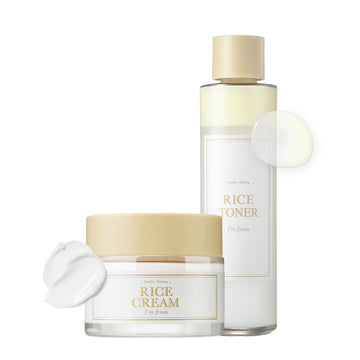 I'M From Rice Toner Cream Set Korean Skincare For Glass Skin Vegan Hydrating For Dry Skin