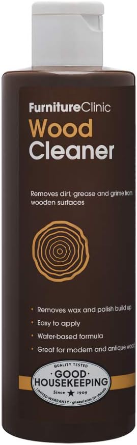 Furniture Clinic Wood Cleaner | Clean and Brighten Furniture, Cabinets & Other Wood Surfaces | Easily Remove Build Up, Grease and Grime | Perfect for Stairs, Baseboards, Trim, and Floors (8.5oz/250ml)