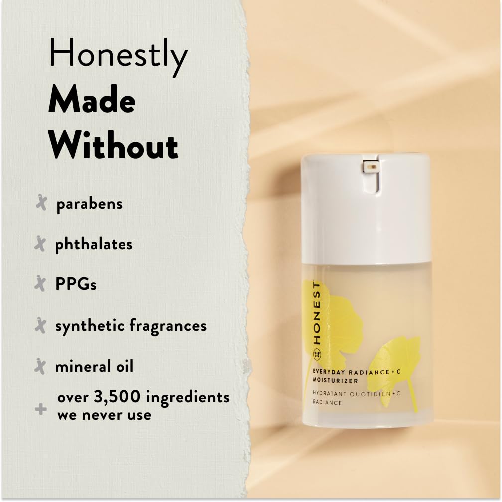 Honest Beauty Everyday Radiance Vitamin C Moisturizer | Improves Skin Tone | Vitamin C, Niacinamide, Pearl | EWG Verified, Vegan + Cruelty Free | 1.7 fl oz : Beauty & Personal Care