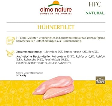 almo nature HFC Natural Chicken Fillet- Wet Dog Food (Pack of 12 x 280g tins), transparent :Pet Supplies