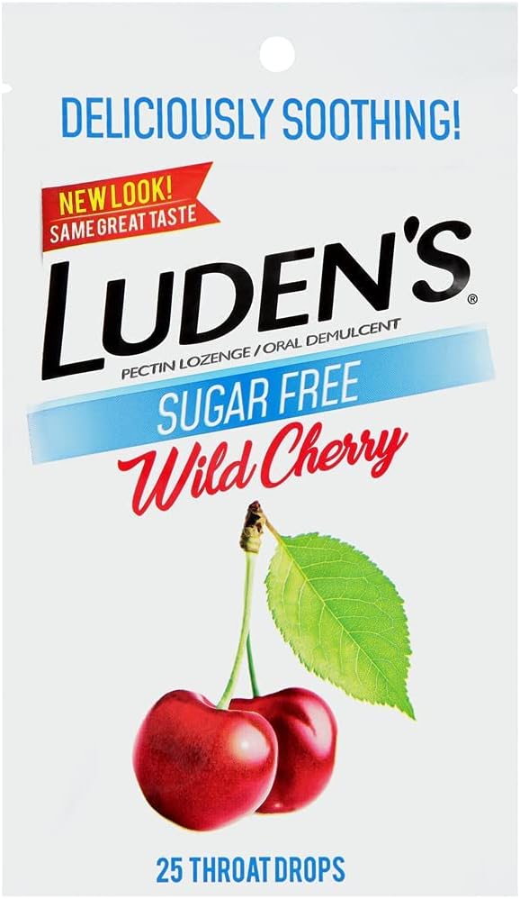 Ludens Throat Drops, Sugar Free Wild Cherry, 25 Count