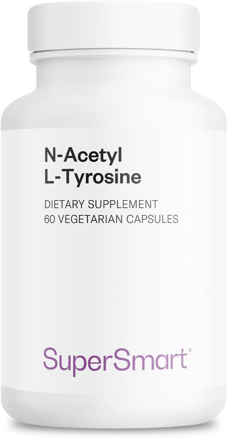 Supersmart - N-Acetyl L-Tyrosine Supplement 900Mg Per Day (High Strength) - Nalt N-Acetyl L-Tyrosine - Nootropic Amino Acids | Non-Gmo & Gluten Free - 60 Vegetarian Capsules