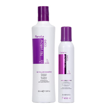 Fanola Color Depositing Purple Shampoo Toner Bundle With No Yellow Incredible Foam Conditioner Mousse