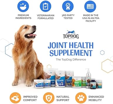 TopDog Health GlycanAid-HA Advanced Joint Supplement for Dogs (60 Chewable Tablets) - Made in USA with USA Ingredients - Contains Glucosamine HCL, Chondroitin Sulfate, Hyaluronic Acid, MSM, Cetyl-M : Pet Supplements And Vitamins : Pet Supplies